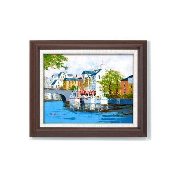 【メーカー直送（大型）】11493　黒沢久　油絵額F6　「運河の風景」【お寄せ品、返品キャンセル不可。欠品終売時連絡あり】