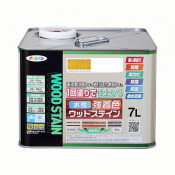 アサヒペン　木部塗料　水性強着色ウッドステイン　7L　パイン　防カビ　防虫　防藻　撥水【お寄せ品、返品キャンセル不可。欠品終売時連絡あり】
