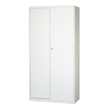 【直送品】壁面収納家具/D:400・ホワイトタイプ 引違スチール戸/ラッチ仕様 H2100 棚板5枚付 ALPSホワイト色 COM-UASR4-W21【お寄せ品、返品キャンセル不可。欠品終売時連絡あり】|ヘルシー救急BOX