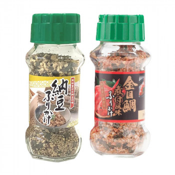 【直送品】みなり 納豆ふりかけ 85g・金目鯛煮付風味ふりかけ 80g　各15個セット【お寄せ品、返品キャンセル不可。欠品終売時連絡あり】｜ヘルシー救急ＢＯＸ