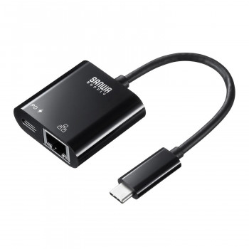 【メール便】 サンワサプライ USB3.2 TypeC-LAN変換アダプタ PD対応 ブラック USB-CVLAN7BK【お寄せ品、返品キャンセル不可。欠品終売時連絡あり】