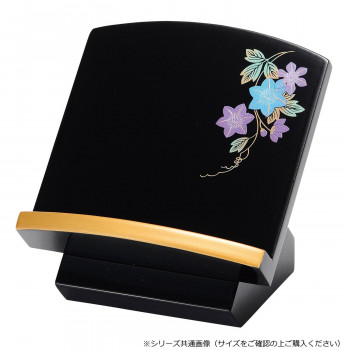 座り見台 (木製) 3.5寸 黒(フチ金) 蒔絵 鉄仙 5802350226031【お寄せ品、返品キャンセル不可。欠品終売時連絡あり】