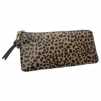 【メール便】 Pisoraro(ピソラロ) ハラコ 薄マチロングウォレット LEOPARD-BR PR240【お寄せ品、返品キャンセル不可。欠品終売時連絡あり】