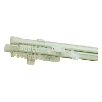 【メーカー直送（大型）】伸縮カーテンレール クロスライド 4mダブル(2.1-4.0m) ホワイトウッド【お寄せ品、返品キャンセル不可。欠品終売時連絡あり】