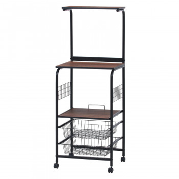 【メーカー直送（大型）】不二貿易 C/D:14637 レンジワゴン FBC-03-1 BK/BR 14637【お寄せ品、返品キャンセル不可。欠品終売時連絡あり】