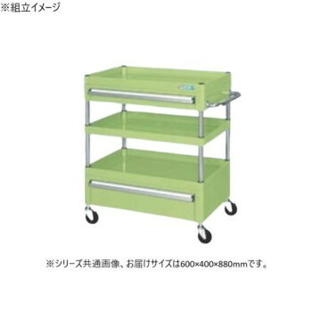 【直送品】サカエ CSパールワゴン中量タイプ 引出し付 アイボリー CSP-6083ACNU【お寄せ品、返品キャンセル不可。欠品終売時連絡あり】