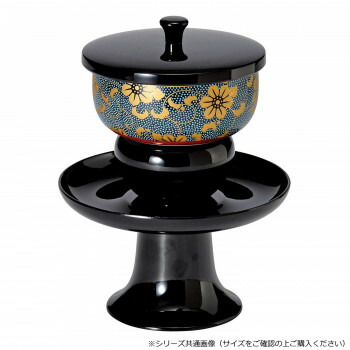 楽天市場】日本製 高茶台セット 黒 九谷焼茶碗付(青粒鉄仙/白粒鉄仙