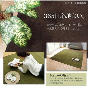 【直送品】シェニール織カーペット 『モデルノ』 グリーン 約200×250cm 4599339【お寄せ品、返品キャンセル不可。欠品終売時連絡あり】|ヘルシー救急BOX