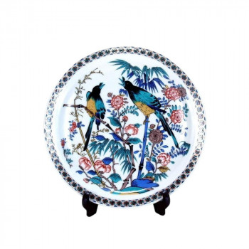 【直送品】日本製　伝統工芸　九谷焼 9号飾皿 古九谷花鳥 N158-02【お寄せ品、返品キャンセル不可。欠品終売時連絡あり】｜ヘルシー救急ＢＯＸ