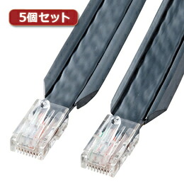 【5個セット】 サンワサプライ アンダーカーペットLANケーブル(グレー・10m) KB-CP5-10X5【取り寄せ品キャンセル返品不可、割引不可】