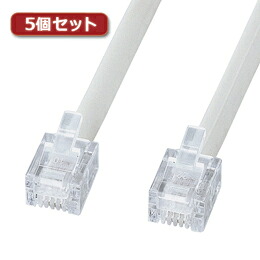 【5個セット】 サンワサプライ エコロジー電話ケーブル(ノーマル) TEL-EN-15N2X5【取り寄せ品キャンセル返品不可、割引不可】