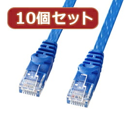 【10個セット】サンワサプライ カテゴリ6フラットLANケーブル LA-FL6-10BLX10【取り寄せ品キャンセル返品不可、割引不可】｜ヘルシー救急ＢＯＸ