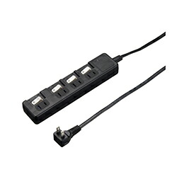 【5個仕掛ける】 YAZAWA 雷差し固める付4個口節電水道栓2m黒いことH8KS442BKX5【銀行割引不可、取り寄せ品取りやめる返品不可、突然為し終える欠品あり】