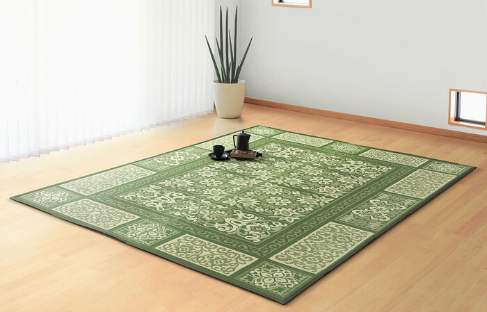 【直送品・大感謝価格】三重織 ガイア 191×250cm グリーン/ブルー 国産い草100% 日本製 抗菌・消臭|ヘルシー救急BOX