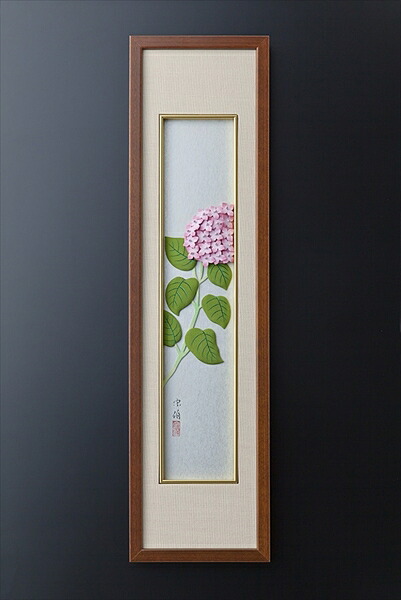 【直送品・大感謝価格】短冊 江戸押絵 花シリーズ 額縁付 紫陽花SHK-01/鉄線SHK-02/桔梗SHK-03/椿SHK-04/水仙SHK-05/桜SHK-06 13.7&times;2.3&times;51.7cm【受注生産のため出来上がりまで2～3週間】｜ヘルシー救急ＢＯＸ