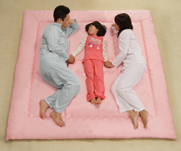 【直送品・大感謝価格】ファミリーサイズ敷きふとん(固わた入) 025799 ピンク 200×200cm