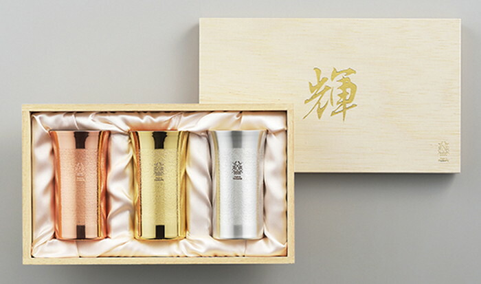 【直送品】輝 純銅ひとくちタンブラー 金・銀・銅 3pcセット KG-18 1001877 φ53×95mm 2022 STAGE GIFT CATALOG 229シリーズ【ヘルシ価格】キッチン用品 食器 グラス タンブラー