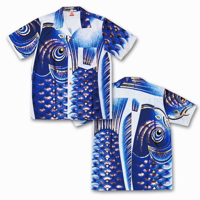 【直送品】アロハシャツ 金箔無し 青/黒/赤 S/M/L/XL 綿100% こい屋 Koinobori【ヘルシ価格】ファッション アパレル シャツ カジュアル|ヘルシー救急BOX