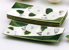 【直送品】織部花椿 長角皿揃 92171 26.7×11.5cm 舞陶館 BUTOUKAN【ヘルシ価格】キッチン用品 食器 皿 プレート 角皿 長方形