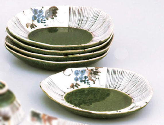 【直送品】織部ぶどう 多用皿揃 92649 22×18.2cm 舞陶館 BUTOUKAN【ヘルシ価格】キッチン用品 食器 皿 プレート 鉢 多用途
