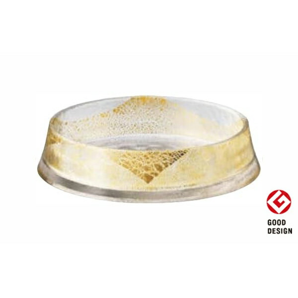 【直送品】リバーシブルプレート210 大 金箔付き 46404G グラッセ 口径186&times;高さ45mm 最大径210mm 東洋佐々木ガラス【ヘルシ価格】キッチン用品 食器 皿 パーティ皿 大皿 盛り付け ハンドメイド｜ヘルシー救急ＢＯＸ