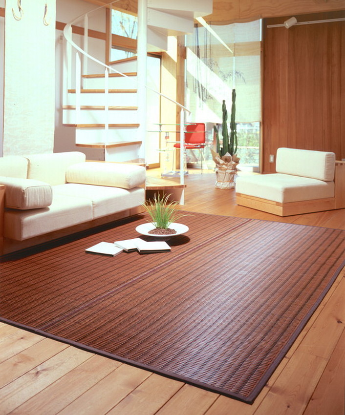 【直送品】袋織 四重織 い草アクセントラグ ハー二階建てバス 190×250珊赤銅色/青碧 国産い草100％ 日本製【ヘルシ通貨価値】室内装飾 引っ敷き 引っ敷き 引っ敷き 角型 敷き物