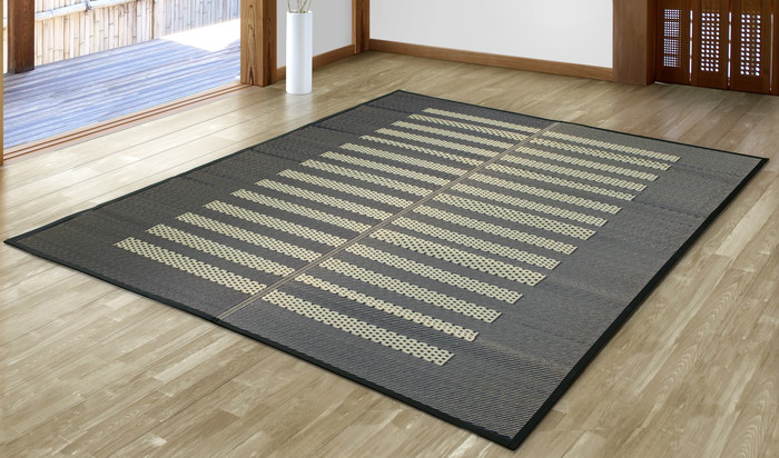 【直送品】茶染紋織 い草引っ敷き モンブラン 191×250糎 黒いこと/赤銅色 国産い草100% 日本製【ヘルシ通貨価値】室内装飾 引っ敷き つや消し 引っ敷き 角型 敷き物