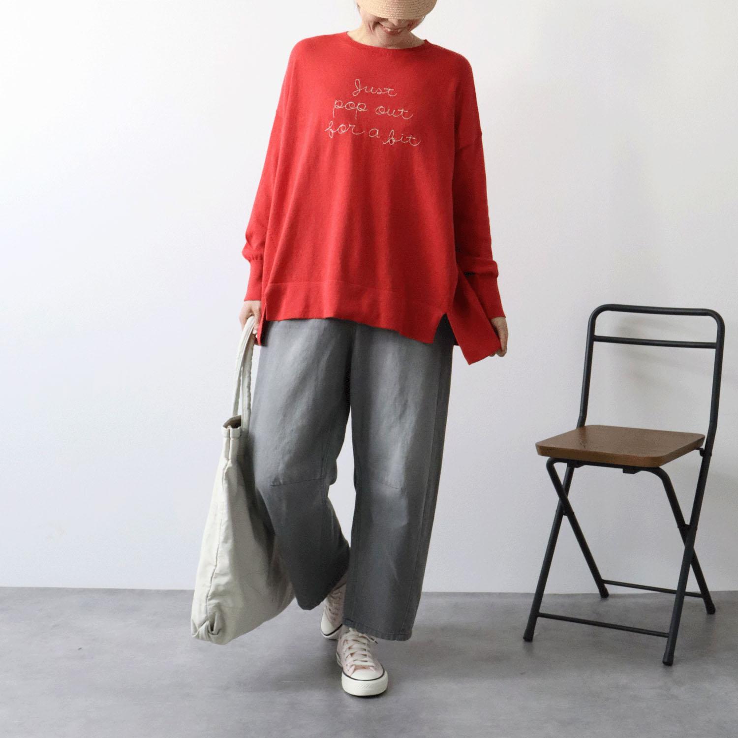 【直送品 北海道九州沖縄離島不可】cloudnine ノンノ ロゴ刺繍入りニットプルオーバー レッド F(フリー)【返品キャンセル不可】