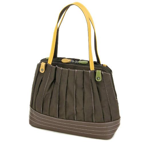 【直送品 北海道沖縄離島不可】ピンタックトートバッグ ブラウン カラー:ブラウン【返品キャンセル不可】