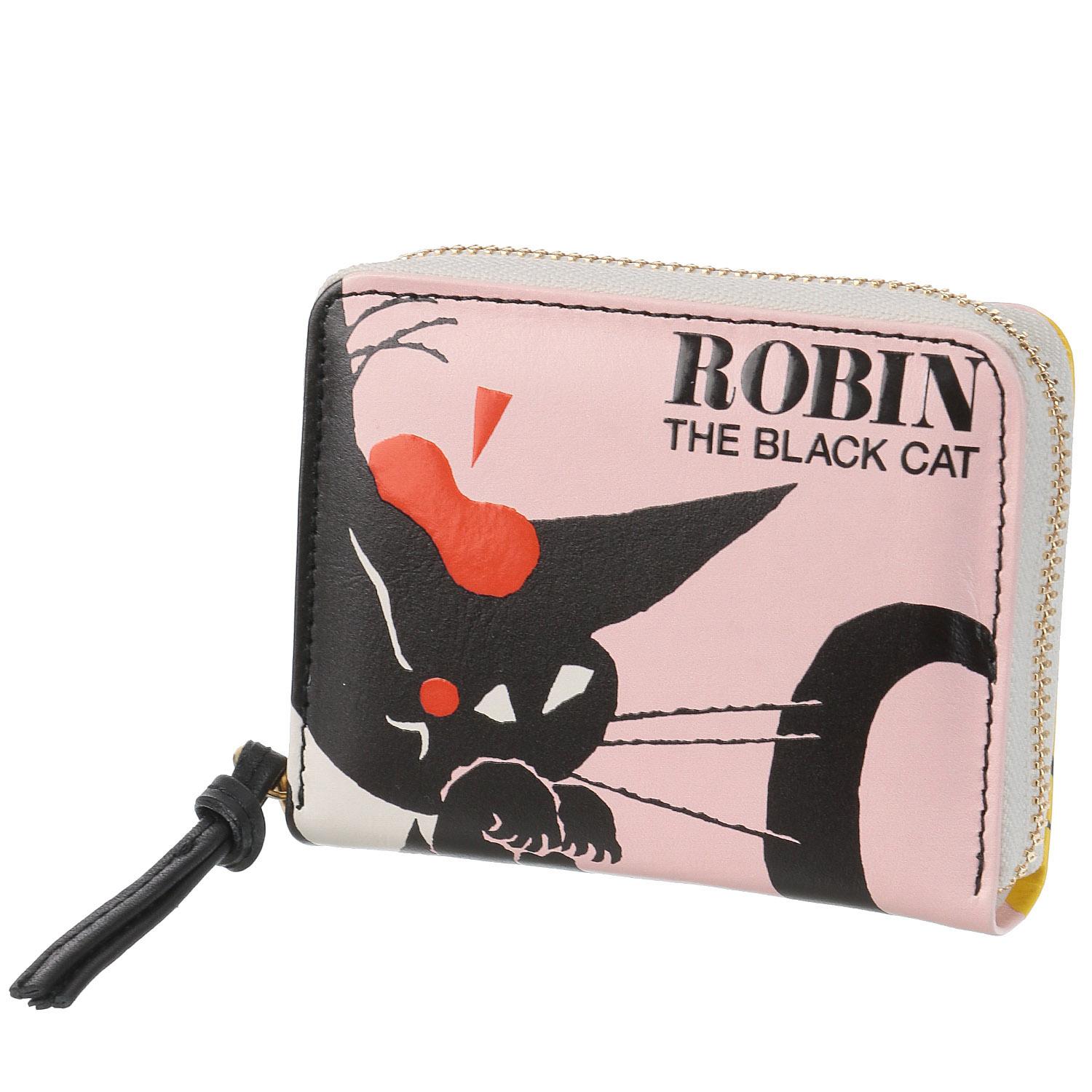 【直送品 北海道沖縄離島不可】[ペルケ] 黒ねこ意匠・ROBIN・ジャバラカードウォレット 80-06-00070 レディース PI【返品キャンセル不可】