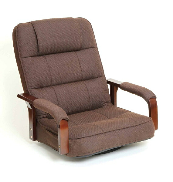【直送品】天然木肘付き 幅広ゆったり回転椅子 ＳＷ110ＢＲ ブラウン【ヘルシ価格】家具 インテリア ソファ