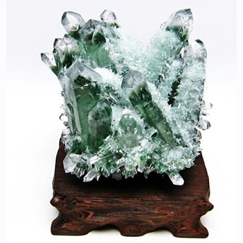 グリーン水晶 クラスター【返品キャンセル不可品】【ヘルシ価格】 天然水晶 グリーン 天然石 ベース付き インテリア 部屋飾り パワーストーン 開運祈願インテリア|ヘルシー救急BOX