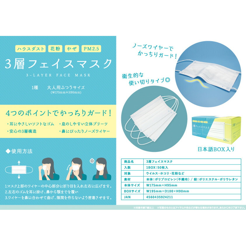 送料無料 フェイスガード50枚組+不織布三層マスク50枚組 | www