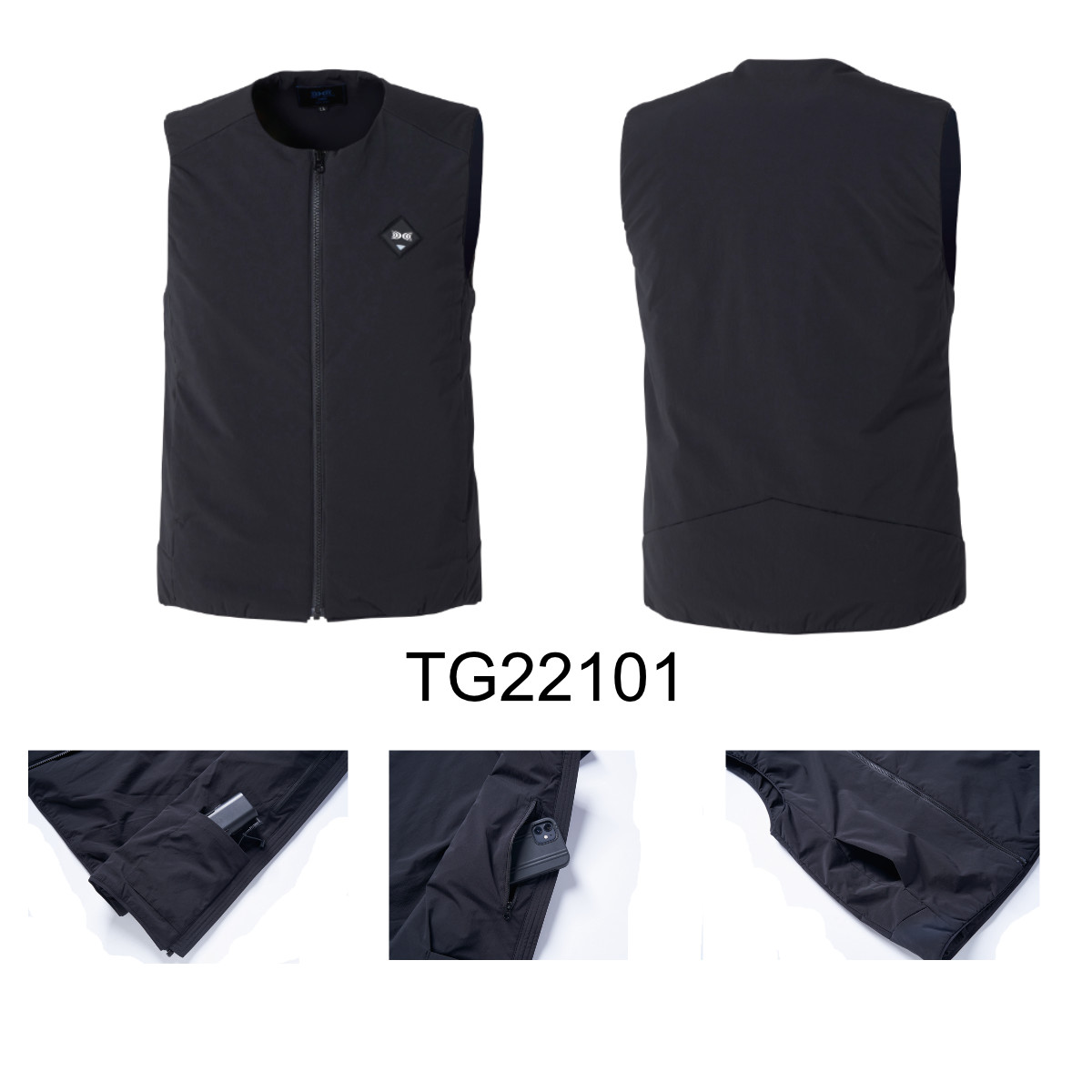 THERMAL GEAR 発熱防寒ベスト ブラック M TG22101/TG22102【ヘルシ価格】発熱防寒ベスト 冬の屋外作業 アウトドア レジャー
