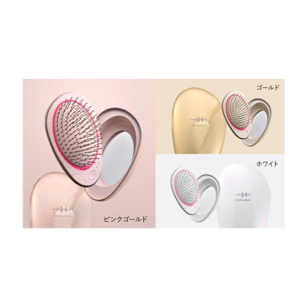 星岡商事 WAVEWAVE EMS Brush Air Mini ブラシエアー ミニ ピンクゴールド/ゴールド/ホワイト【倉庫直送h】WAVEWAVE EMS Brush Air Mini EMS搭載 クッションブラシ ヘアケア