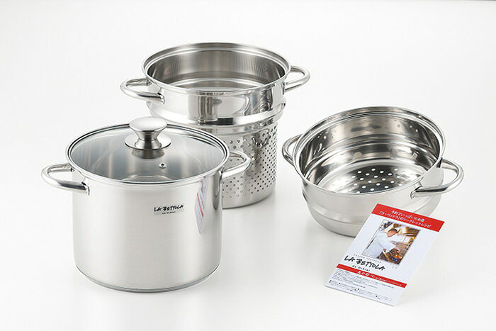 【直送品】落合 務 IH200V対応スチーム&パスタポット20cm LB-177 1001439 2022 STAGE GIFT CATALOG 229シリーズ 母の日【ヘルシ価格】 キッチン用品 調理器具 鍋 パスタパン IH200V パスタポット ステンレス製スチーマー付