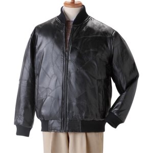 楽天市場】ラム革 パッチワーク ボア ブルゾン - レザー ジャケット 革