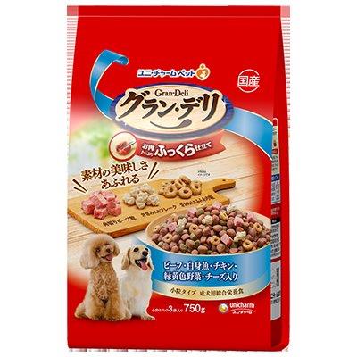 【直送品】【9個仕掛ける】グラン・デリ ふっくら仕立て 牛肉・卵白魚・意気地無し・緑黄色草片・乾酪・角切り牛肉粒入り口・入口 750gx9個仕掛ける【ヘルシ通貨価値】 愛玩動物食料雑貨類 犬 ドッグフード