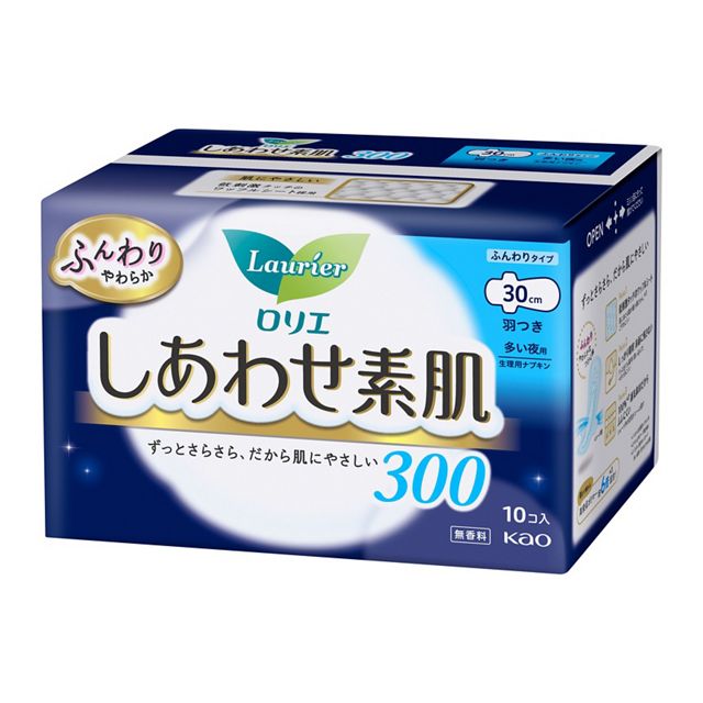 【直送品】【18個セット】ロリエエフ しあわせ素肌 多い夜用 羽つき 30cm 10コ入x18個セット【ヘルシ価格】 衛生日用品 生理用品 紙ナプキン|ヘルシー救急BOX