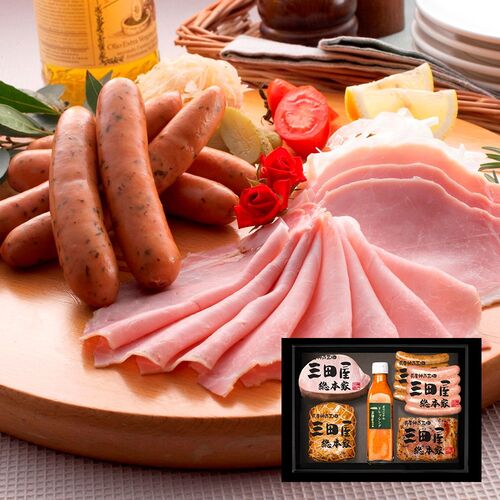 【直送品】兵庫 「三田屋総本家」 ハム詰合せ （ロースハム300g、モモハム270g、ペッパーハム200g、チューリンガーウインナー120g、ブラボーウインナー120g） セット ロースハム モモハム ペッパーハム チューリンガーウインナー ブラボーウインナー｜ヘルシー救急ＢＯＸ