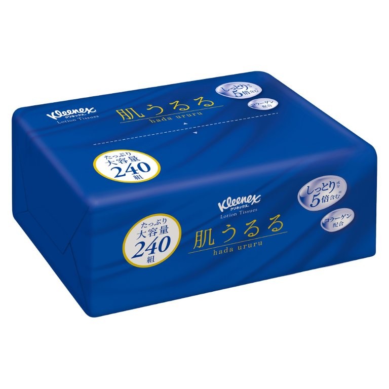 【直送品】【24個セット】クリネックス ティシュー ローション 肌うるる ソフトパック 480枚（240組）x24個セット kleenex 保湿ティッシュー しっとり お肌 保湿 スキンケア
