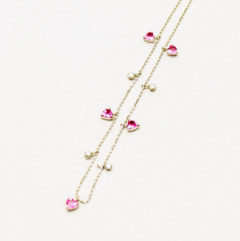 ピンクサファイヤ1.00ctダイヤ0.16ct K18WGネックレス 5587-1986 ジュエリー レディース アクセサリー ネックレス|ヘルシー救急BOX