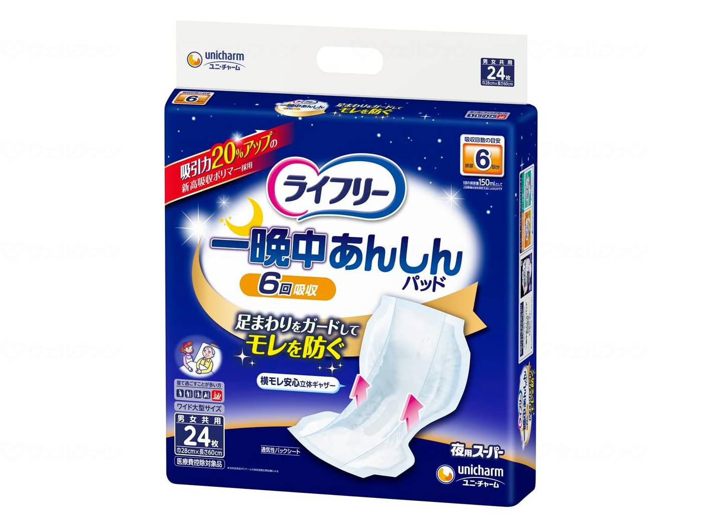 【直送品】ユニ・チャームT一晩中あんしん尿とりパッド夜用ｽｰﾊﾟｰ24枚ｹｰｽ24枚55989 【別途送料発生は連絡します、割引キャンセル返品不可】
