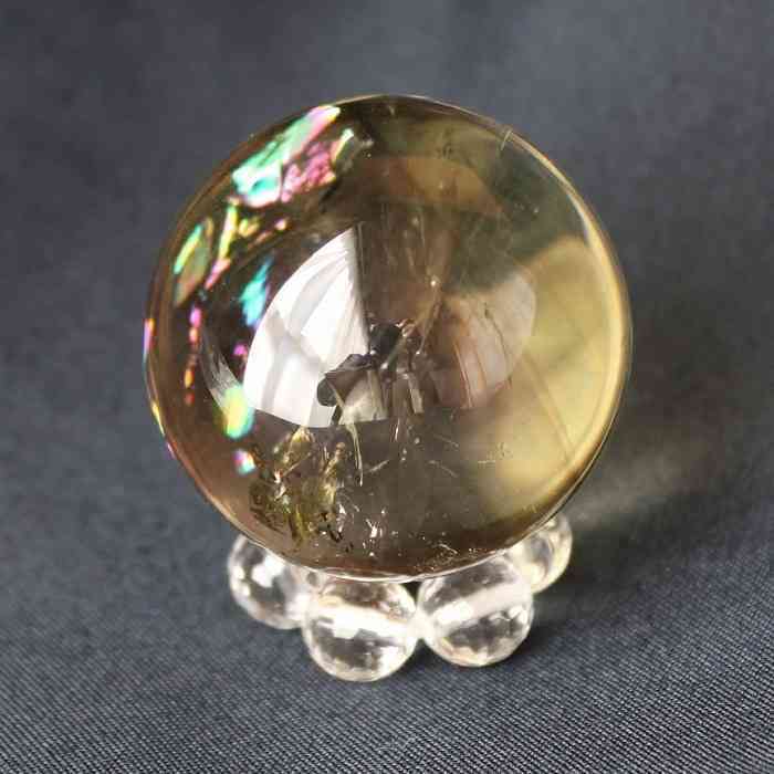 【金・成功・良縁】虹入！青ラダー入シトリンスフィア⭐️ゴールデンヒーラ共R207 金・成功・良縁】虹入！青ラダー入シトリンスフィア