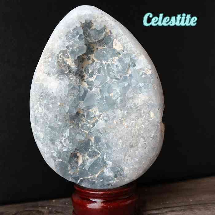 楽天市場】セレスタイト 原石 卵 ジォード インテリア 492 グラム