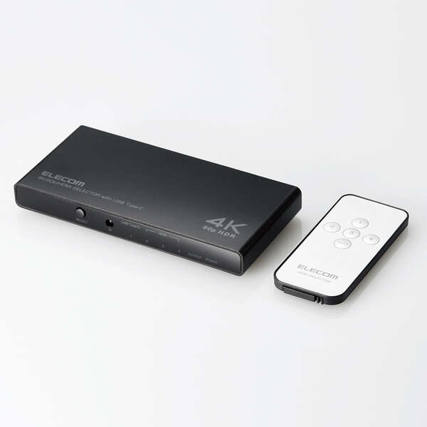【即納】エレコム HDMI 切替器 USB Type-C×1入力 タイプA×4入力 1出力 4K 60Hz HDMI2.0b ミラーリング リモコン付き