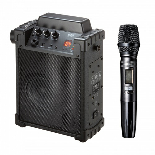 【即納】サンワサプライ ワイヤレスマイク付き拡声器スピーカー(バッテリー内蔵・ワイヤレスマイク1本対応)