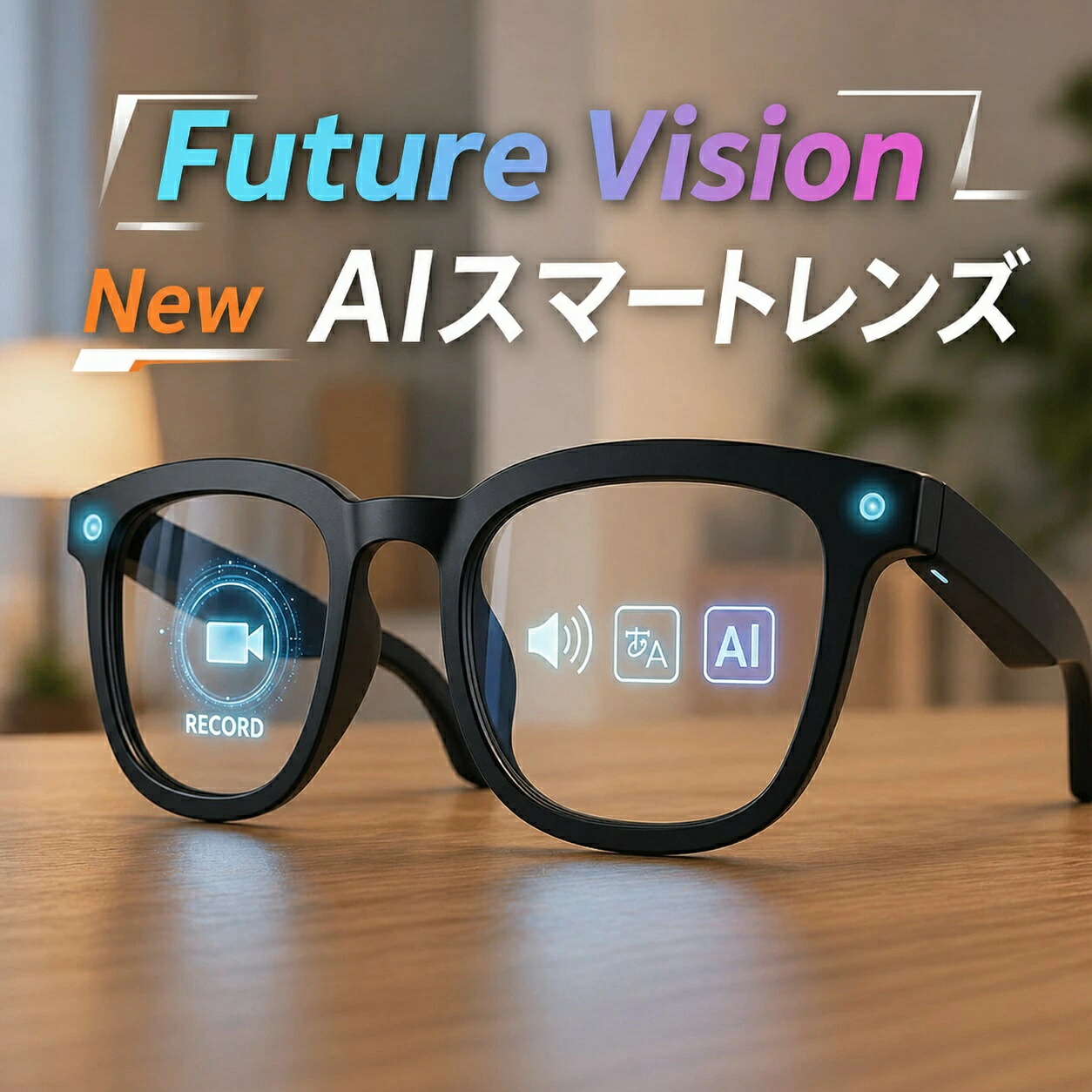 スマートグラス カメラ付き AI翻訳 22言語対応 リアルタイム翻訳 Bluetooth WiFi対応 音声操作 800万画素撮影 高画質 写真 動画録画 スピーカー内蔵 通話可能 ノイズ軽減 超軽量38g ブルーライトカット 調光レンズ サングラス対応 iPhone Android対応 オーディオグラス｜パスザバトン