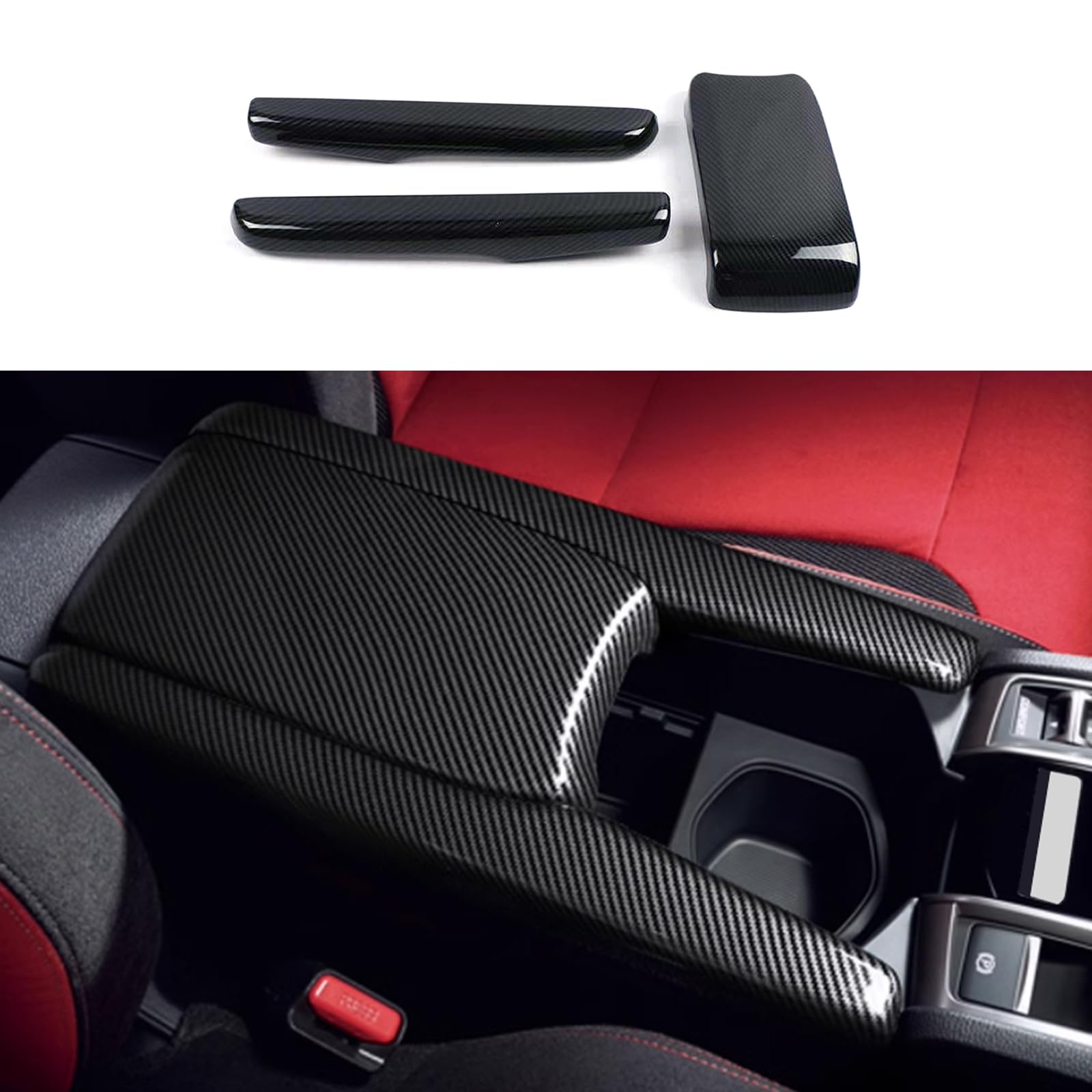 新型シビック FC1 FK7 FK8 専用アームレストガーニッシュ アームレストカバーCivic 10th 専用 設計内装 パーツ アクセサリーABS3枚【カーボン調】｜パスチーム