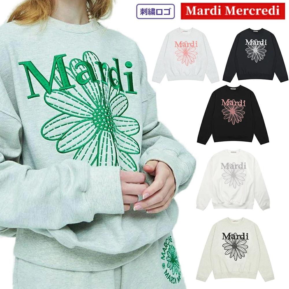 楽天市場】マルディメクルディ Mardi Mercredi スウェット 刺繍ロゴ SWEATSHIRT FLOWERMARDI NEEDLEWORK  OATMEAL GREEN 長袖 レディース 韓国 ファッション アパレル : Leo良品楽天市場店